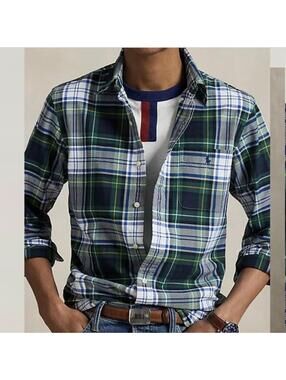 Polo Ralph Lauren Classic Fit Plaid Oxford Shirt Men's Medium Preppy Timeless
